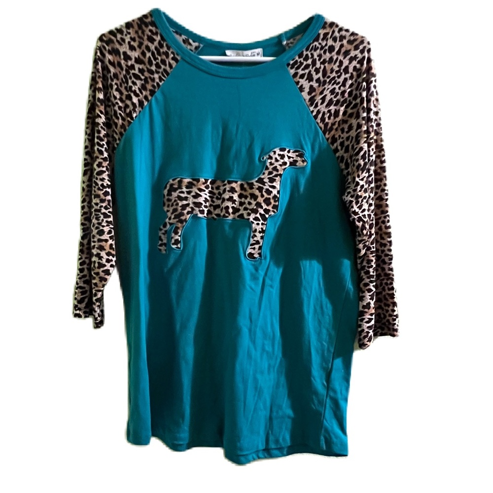 NWT Sunshine & Rodeos 3/4 Sleeve Turquoise Top